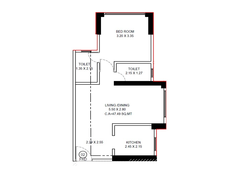 Floor plan of 1 BHK Apartment - 511 sq. ft. in Mayfair Aarambh, Mumbai