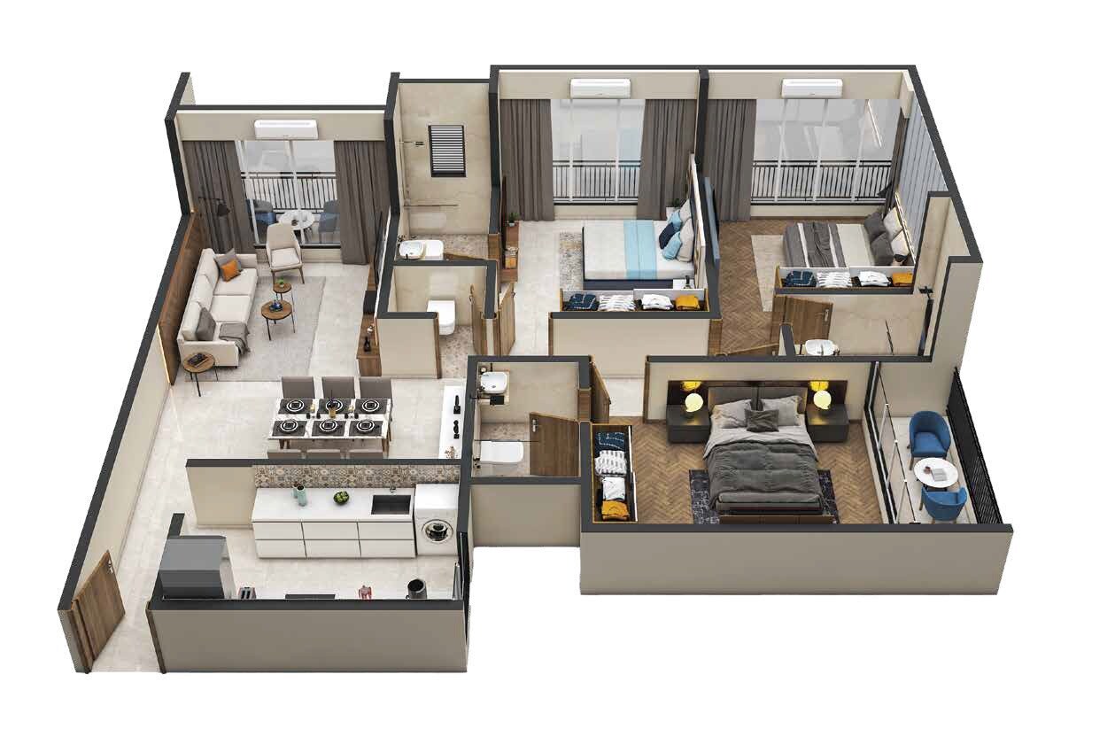 3 BHK 1174 Sq. Ft. Apartment