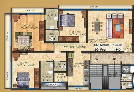 mayfair housing boulevard apartment 3bhk 1140sqft 1