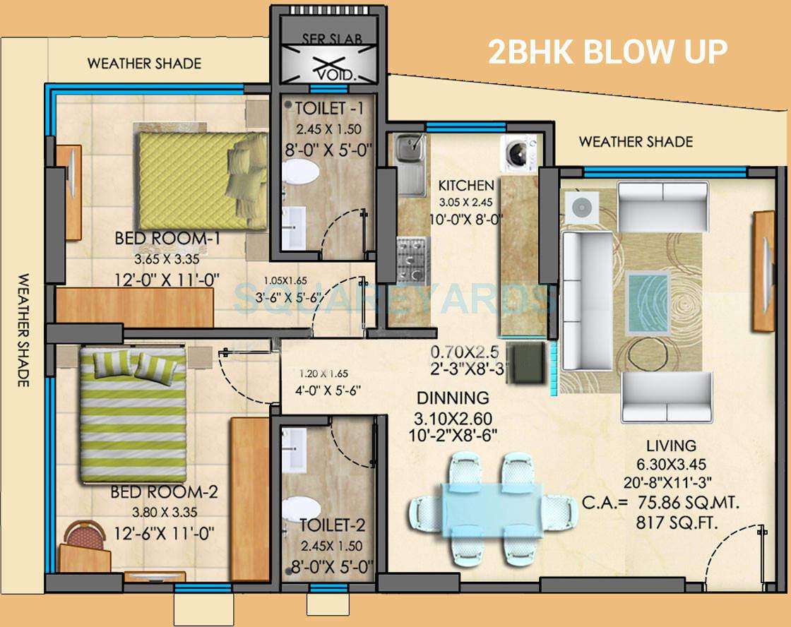 2 BHK 1307 Sq. Ft. Apartment in Mayfair HousingGreens