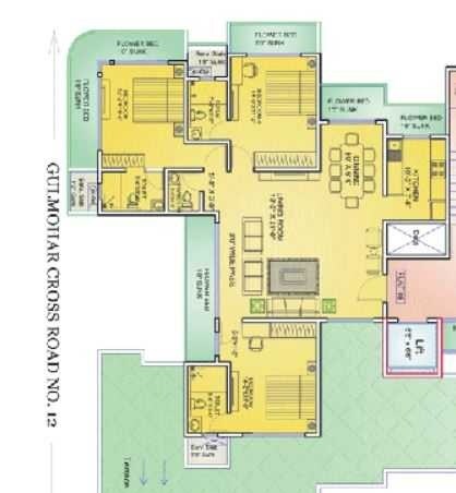 Floor plan of 3 BHK 1750 Sq. Ft. Apartment in Mayfair Housing Silver, Mumbai