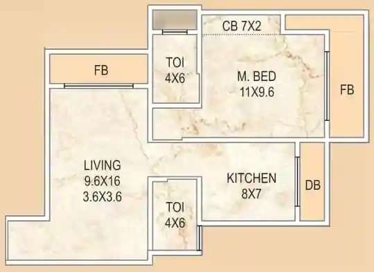 1 BHK 381 Sq. Ft. Apartment in Meetali Rajvi Heights
