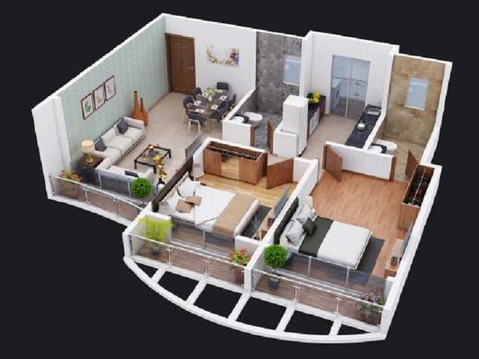 2 BHK 695 Sq. Ft. Apartment