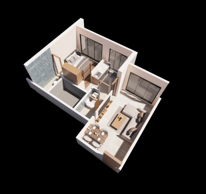 Floor plan of 1 BHK 432 Sq. Ft. Apartment in Metro Saraswati Paradise, Mumbai