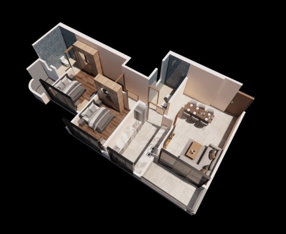 Floor plan of 2 BHK 754 Sq. Ft. Apartment in Metro Saraswati Paradise, Mumbai