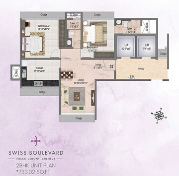  2 BHK Apartment at Metro Swiss Boulevard Chembur, Chembur – for Rent