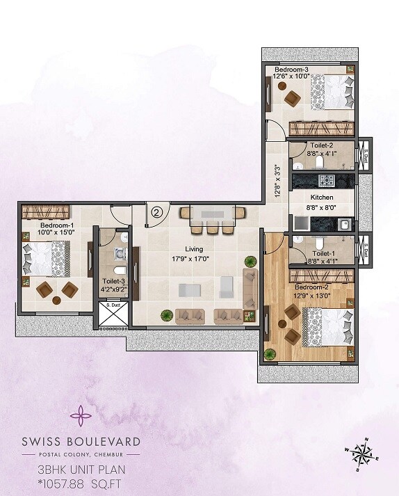 3 BHK 1058 Sq. Ft. Apartment