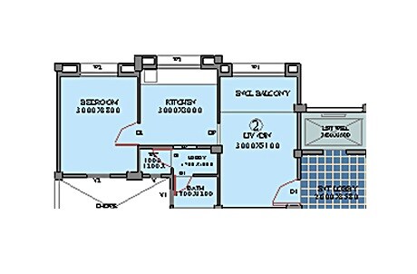 Floor plan of 1 BHK 437 Sq. Ft. Apartment in Mhada Apartments Gaikwad Nagar, Mumbai
