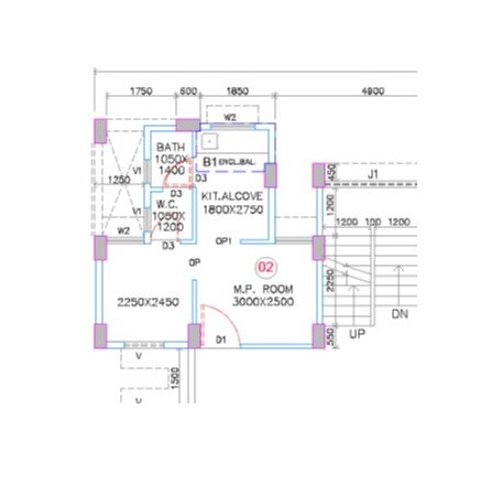 Floor plan of 225 Sq. Ft. Studio in Mhada Apartments Cuffe Parade, Mumbai