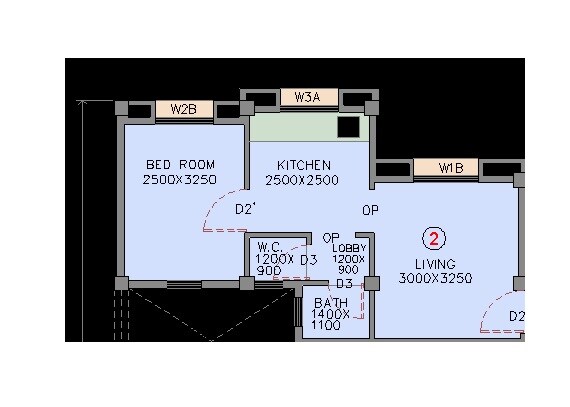 Floor plan of 1 BHK 480 Sq. Ft. Apartment in Mhada Apartments Vinoba Bhave Nagar, Mumbai
