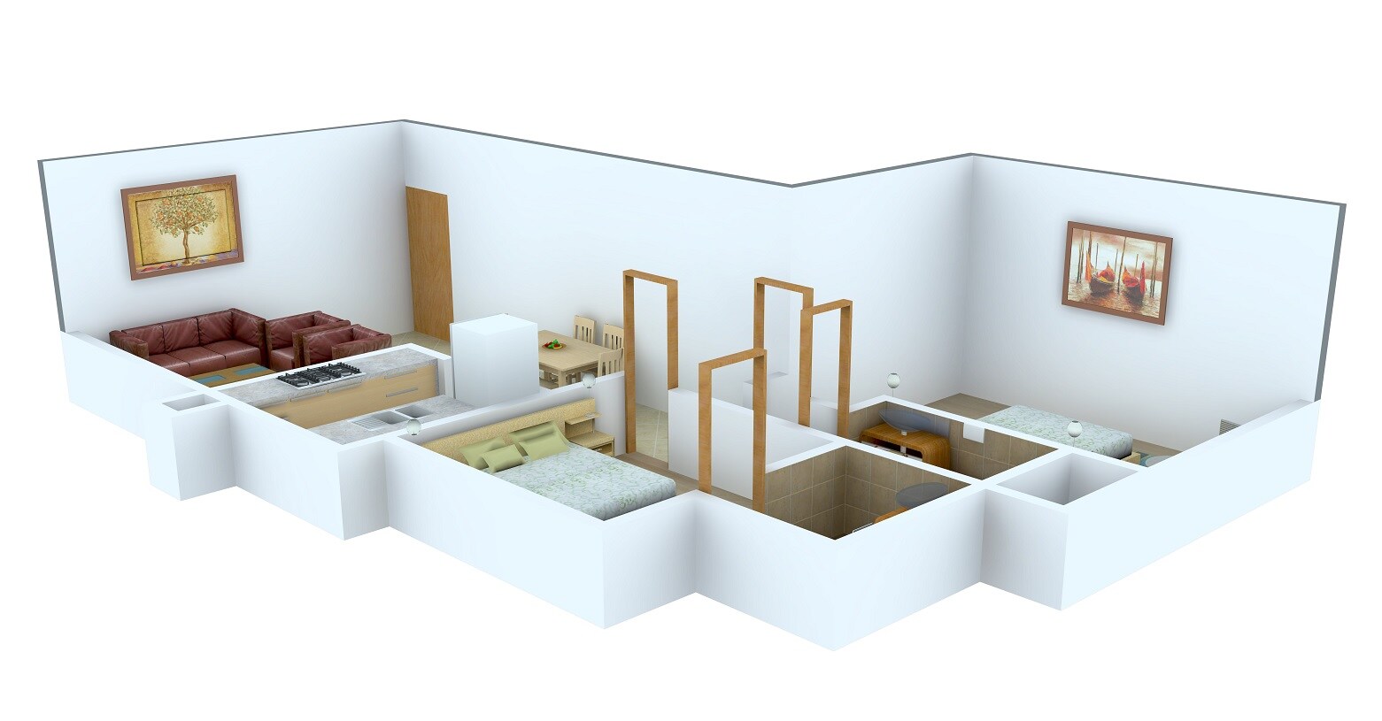 Floor plan of 2 BHK 628 Sq. Ft. Apartment in Millionaire Heritage, Mumbai