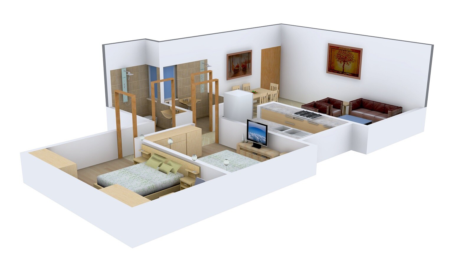 Floor plan of 2 BHK 725 Sq. Ft. Apartment in Millionaire Heritage, Mumbai