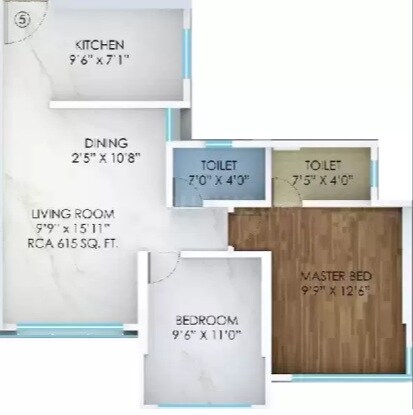 Floor plan of 2 BHK 483 Sq. Ft. Apartment in Mitasu Arcenciel, Mumbai