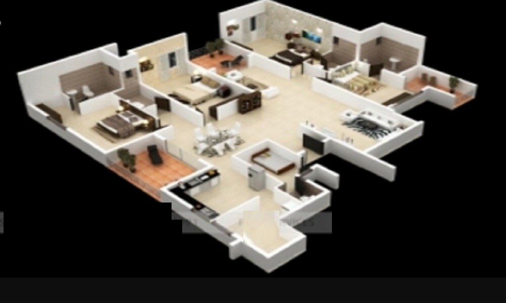 Floor plan of 4 BHK 3000 Sq. Ft. Apartment in Mittal Ruia Park, Mumbai