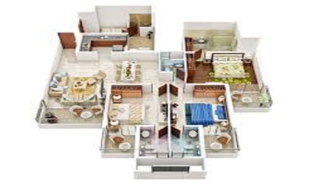 Floor plan of 3 BHK 2000 Sq. Ft. Apartment in Mittal Sagar Kunj, Mumbai