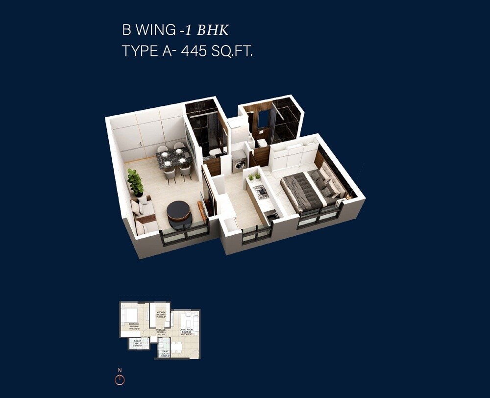 1 BHK 446 Sq. Ft. Apartment