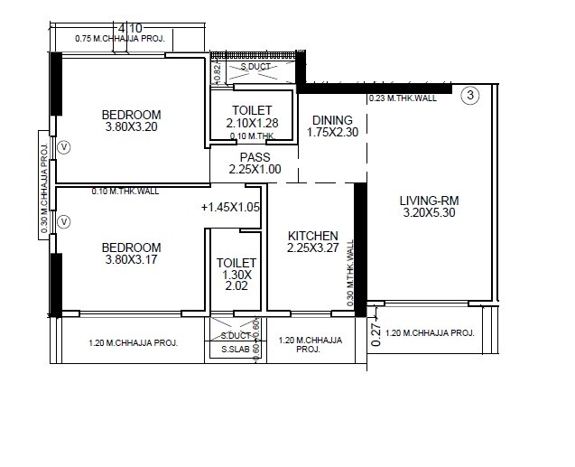Floor plan of 2 BHK 514 Sq. Ft. Apartment in Modi Rashmi Heights, Mumbai