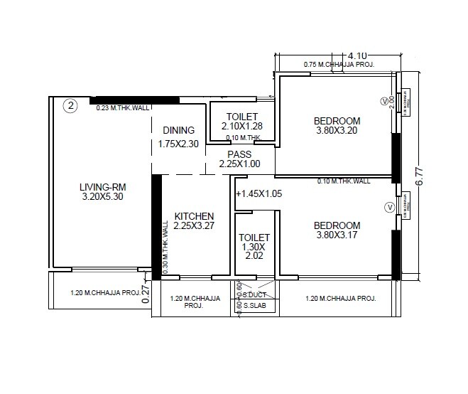 Floor plan of 2 BHK 700 Sq. Ft. Apartment in Modi Rashmi Heights, Mumbai