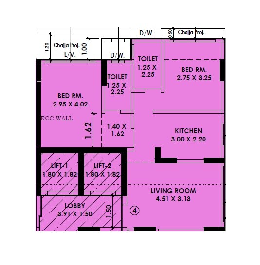 Floor plan of 2 BHK 751 Sq. Ft. Apartment in Modi Rashmi Kavita, Mumbai