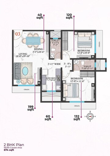  2 BHK Apartment at Modirealty Wisteria, Kandivali West – for Rent