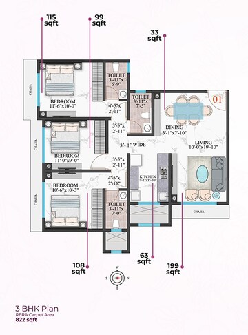  3 BHK Apartment at Modirealty Wisteria, Kandivali West – for Sale