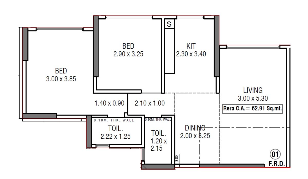 Floor plan of 2 BHK 677 Sq. Ft. Apartment in Modis Rashmi Avenue, Mumbai