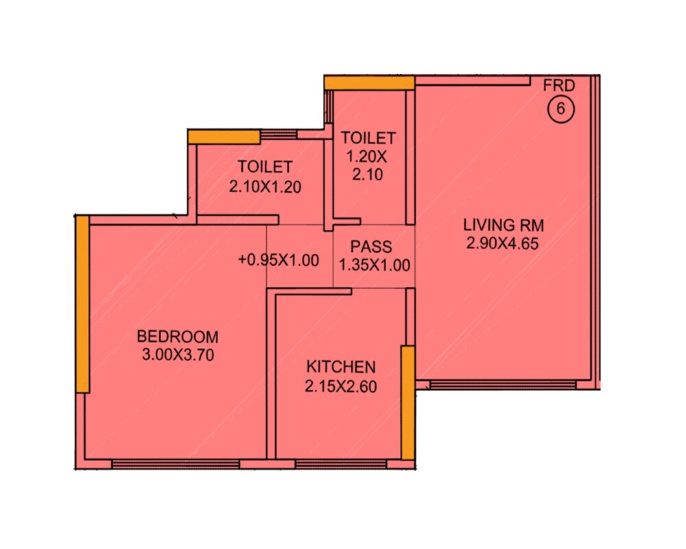 Floor plan of 1 BHK 426 Sq. Ft. Apartment in Modis Rashmi Icon, Mumbai