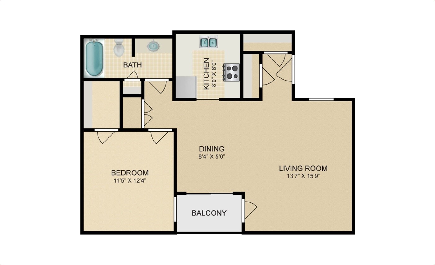Floor plan of 1 BHK 409 Sq. Ft. Apartment in Modis Rashmi Sheela, Mumbai