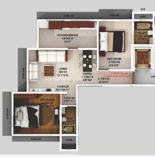 Modispaces Doyle 2 BHK Layout