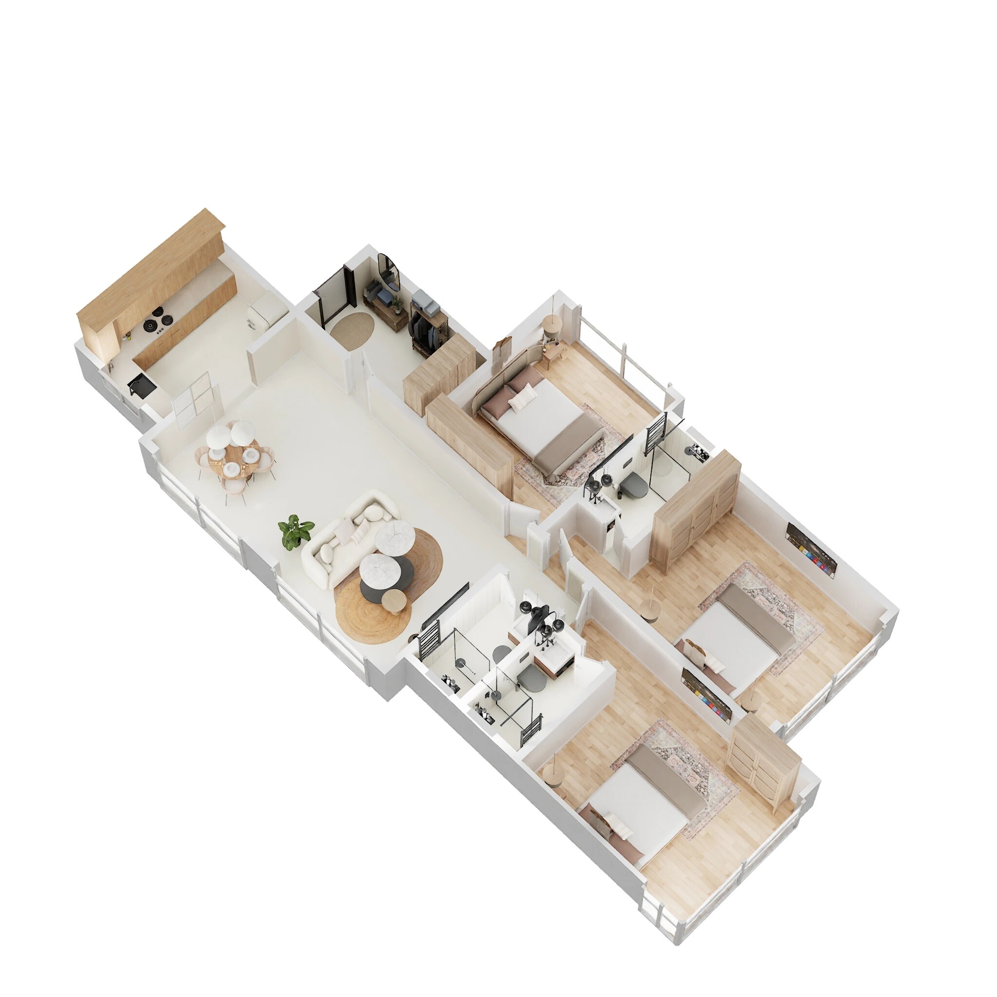 Floor plan of 3 BHK 1000 Sq. Ft. Apartment in Modispaces Nile, Mumbai