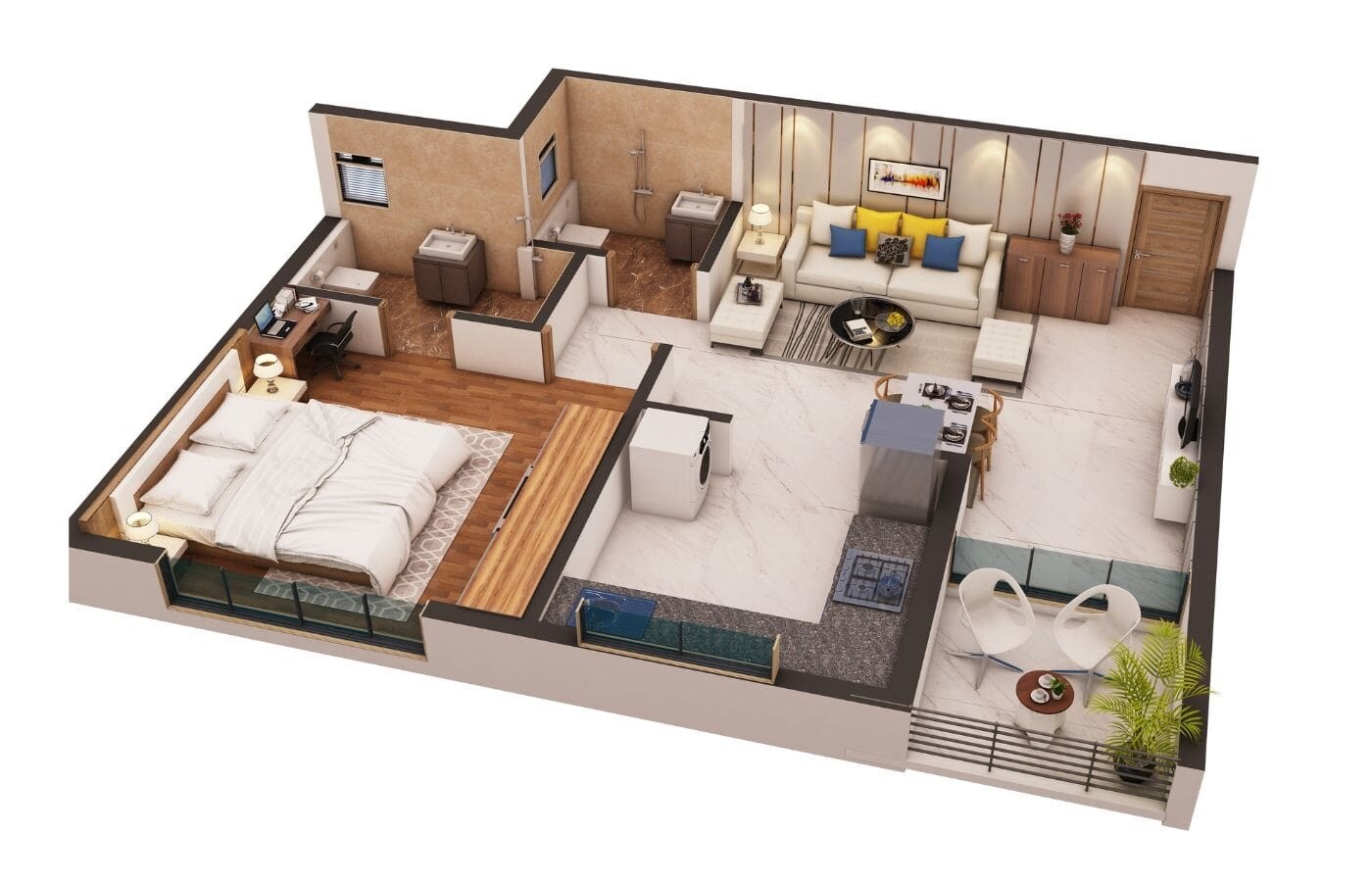 Floor plan of 1 BHK 423 Sq. Ft. Apartment in MPCHFLS Galaxy Heights, Mumbai