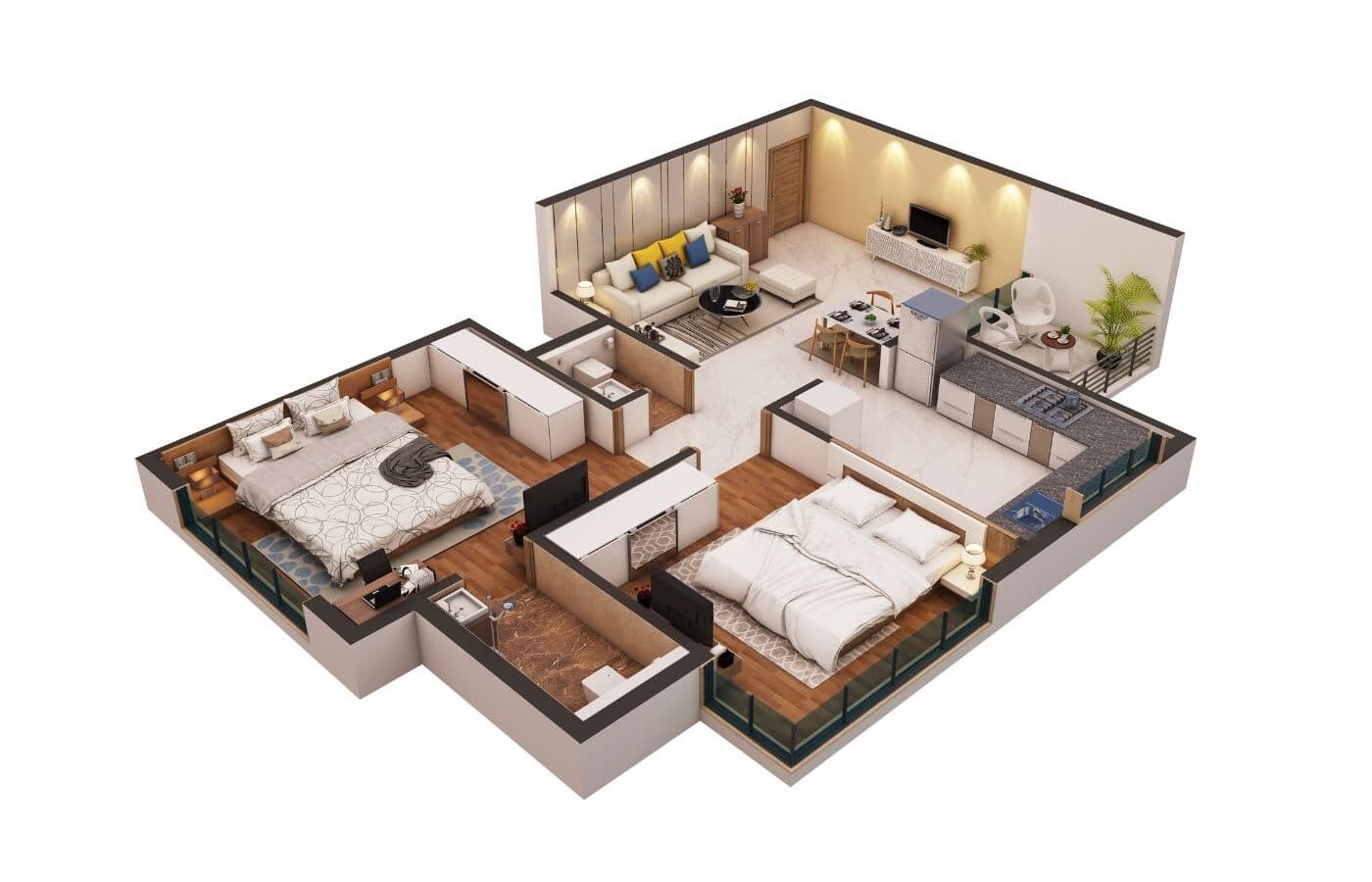 Floor plan of 2 BHK 538 Sq. Ft. Apartment in MPCHFLS Galaxy Heights, Mumbai