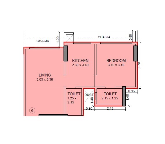 1 BHK 451 Sq. Ft. Apartment