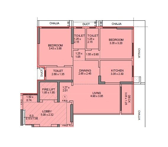2 BHK 817 Sq. Ft. Apartment