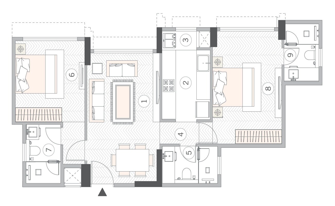 2 BHK 710 Sq. Ft. Apartment