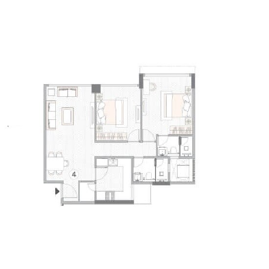 Floor plan of 2 BHK 761 Sq. Ft. Apartment in MS Gateway, Mumbai