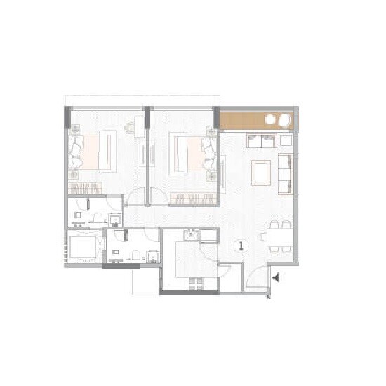 Floor plan of 2 BHK 816 Sq. Ft. Apartment in MS Gateway, Mumbai