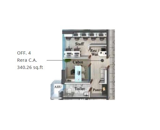 Floor plan of 340 Sq. Ft. Office Space in MS Mody Mickeys Square, Mumbai