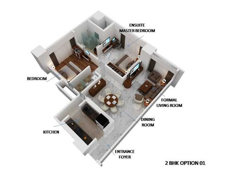 2 BHK 808 Sq. Ft. Apartment