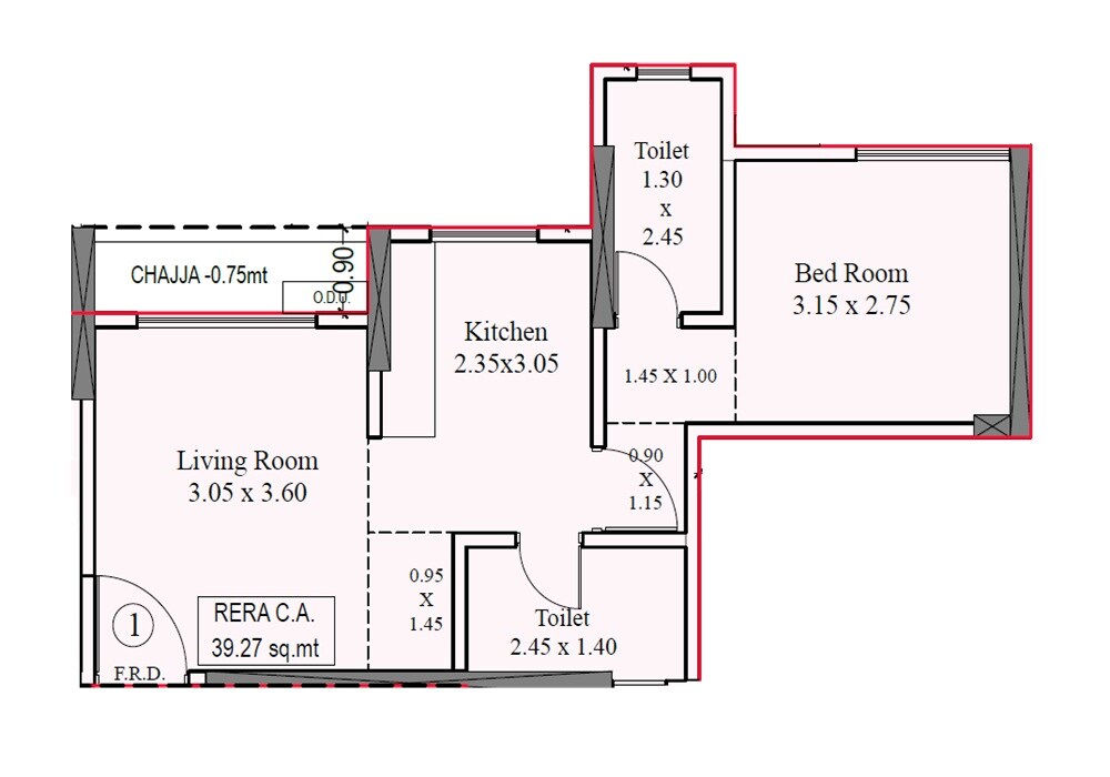 1 BHK 423 Sq. Ft. Apartment