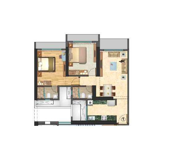 2 BHK 624 Sq. Ft. Apartment in N Rose Northern Hills