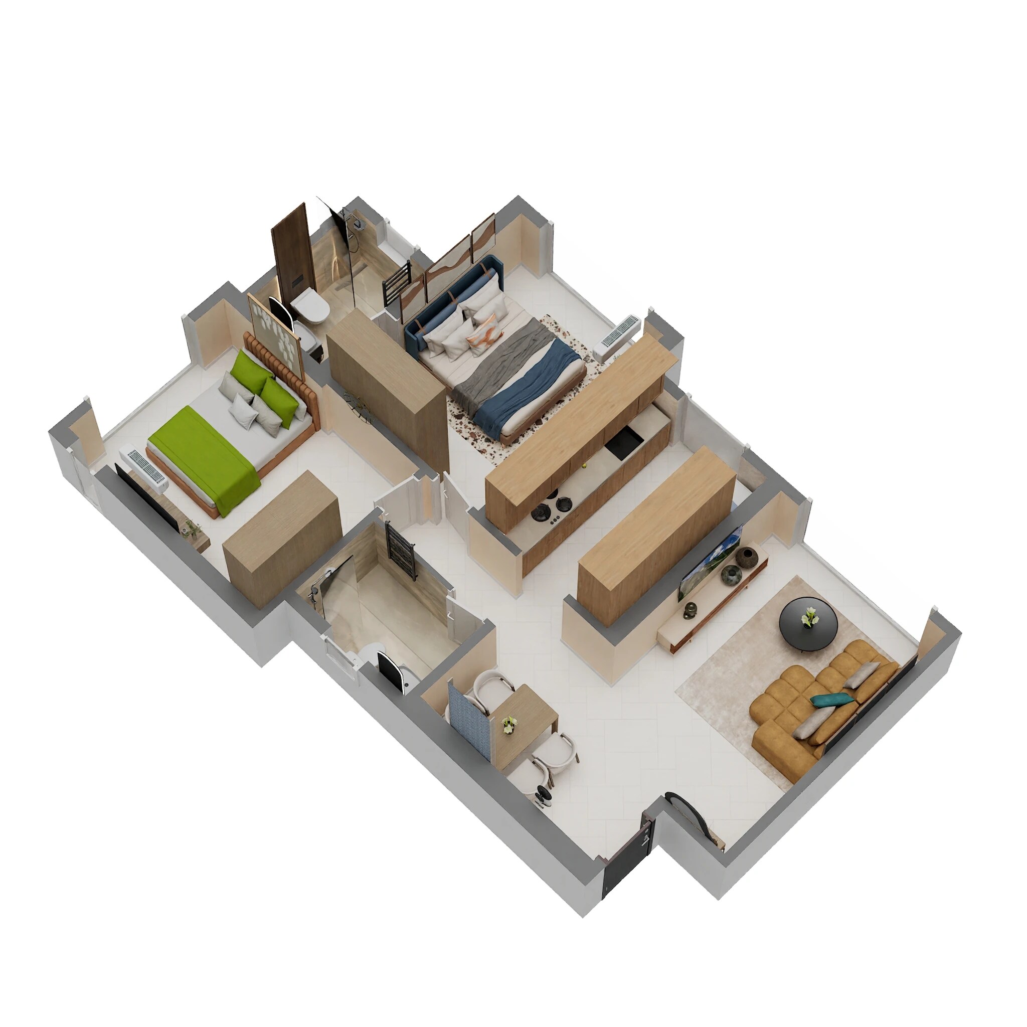 Floor plan of 2 BHK 678 Sq. Ft. Apartment in Nakasha Dynamix 36, Mumbai