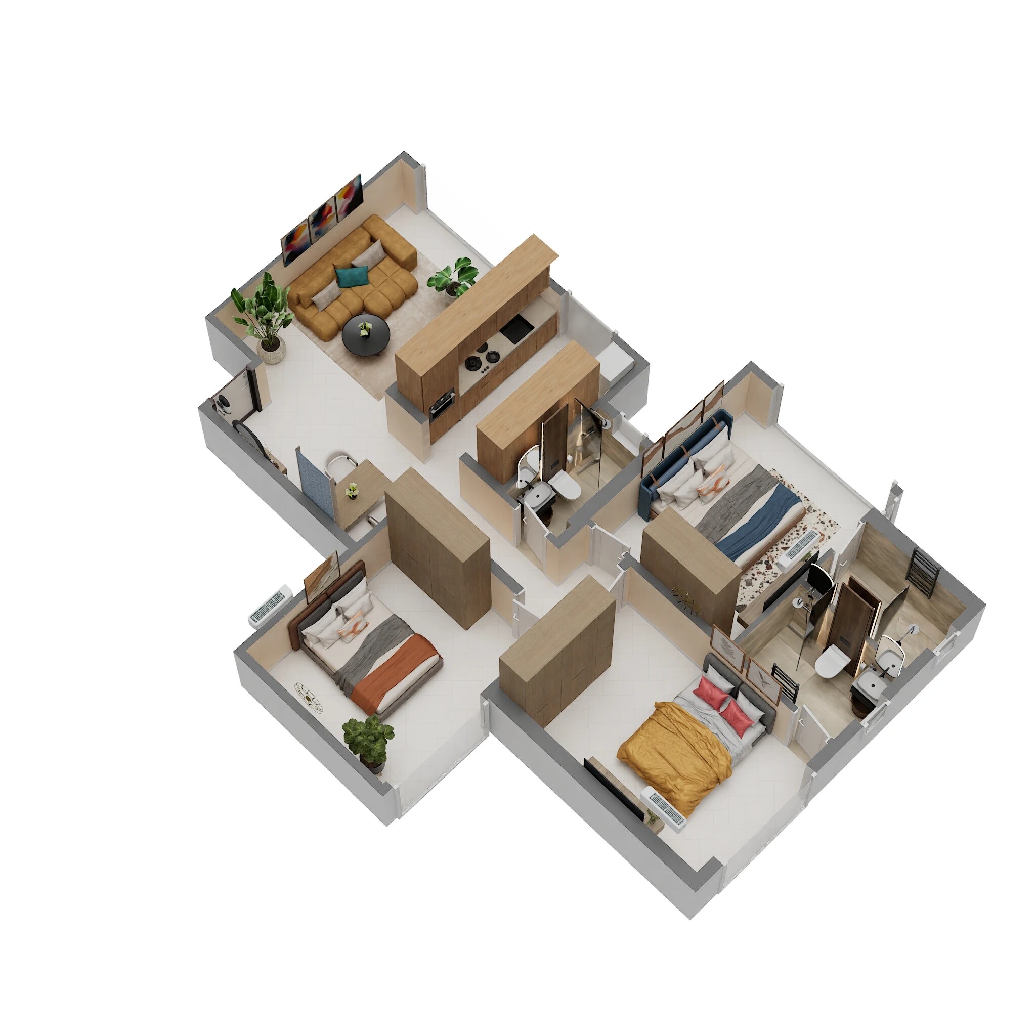Floor plan of 3 BHK 873 Sq. Ft. Apartment in Nakasha Dynamix 36, Mumbai