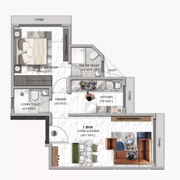 1 BHK 414 Sq. Ft. Apartment in Naminath Onyx