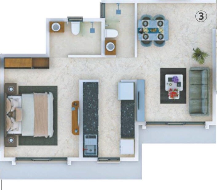 Floor plan of 1 BHK 459 Sq. Ft. Apartment in Namo East Avenue, Mumbai