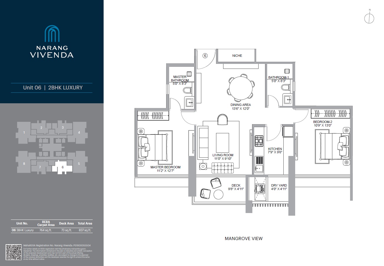 2 BHK 837 Sq. Ft. Apartment in Narang Vivenda