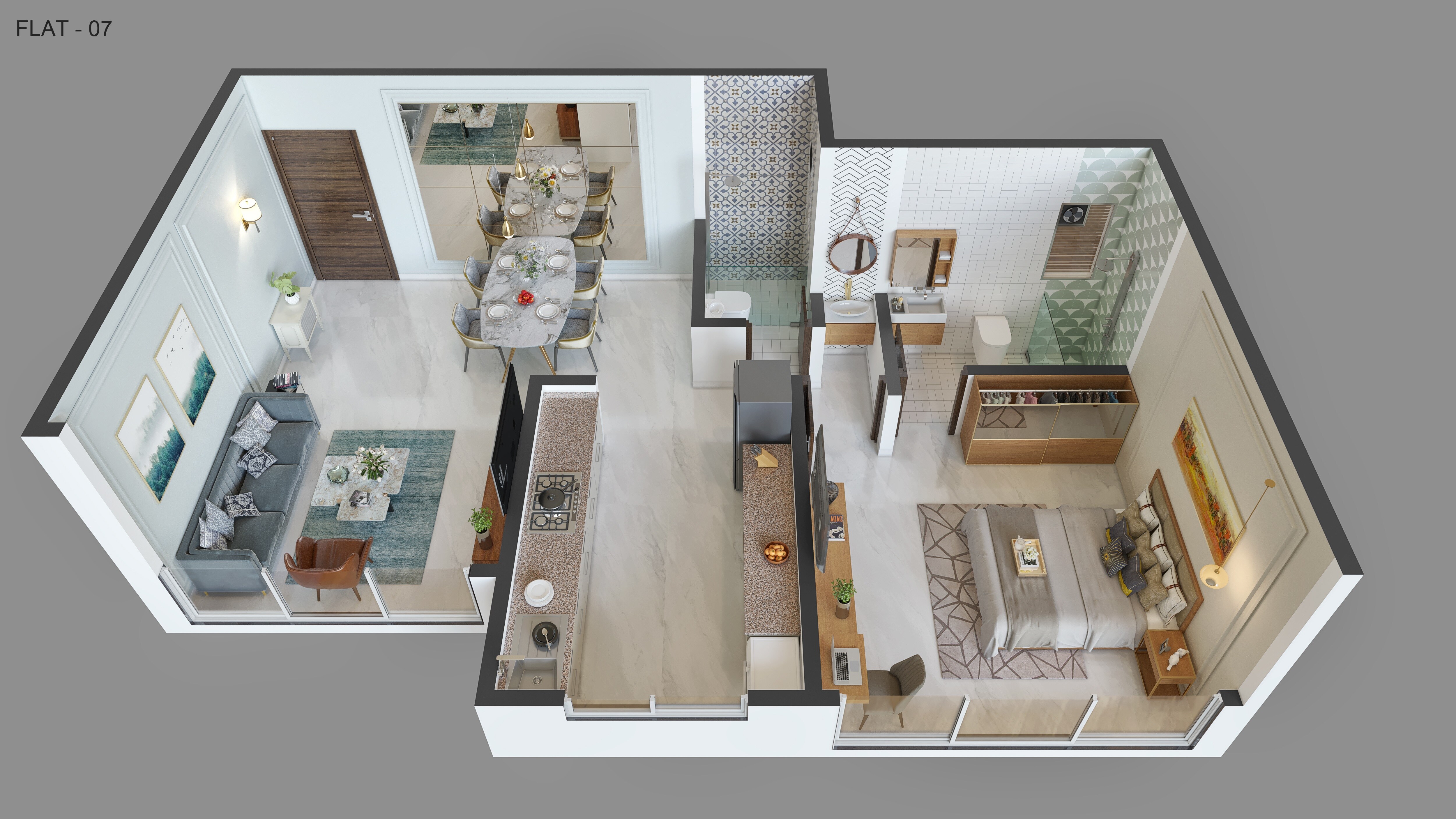 Floor plan of 1 BHK 400 Sq. Ft. Apartment in Natasha Atlantis, Mumbai