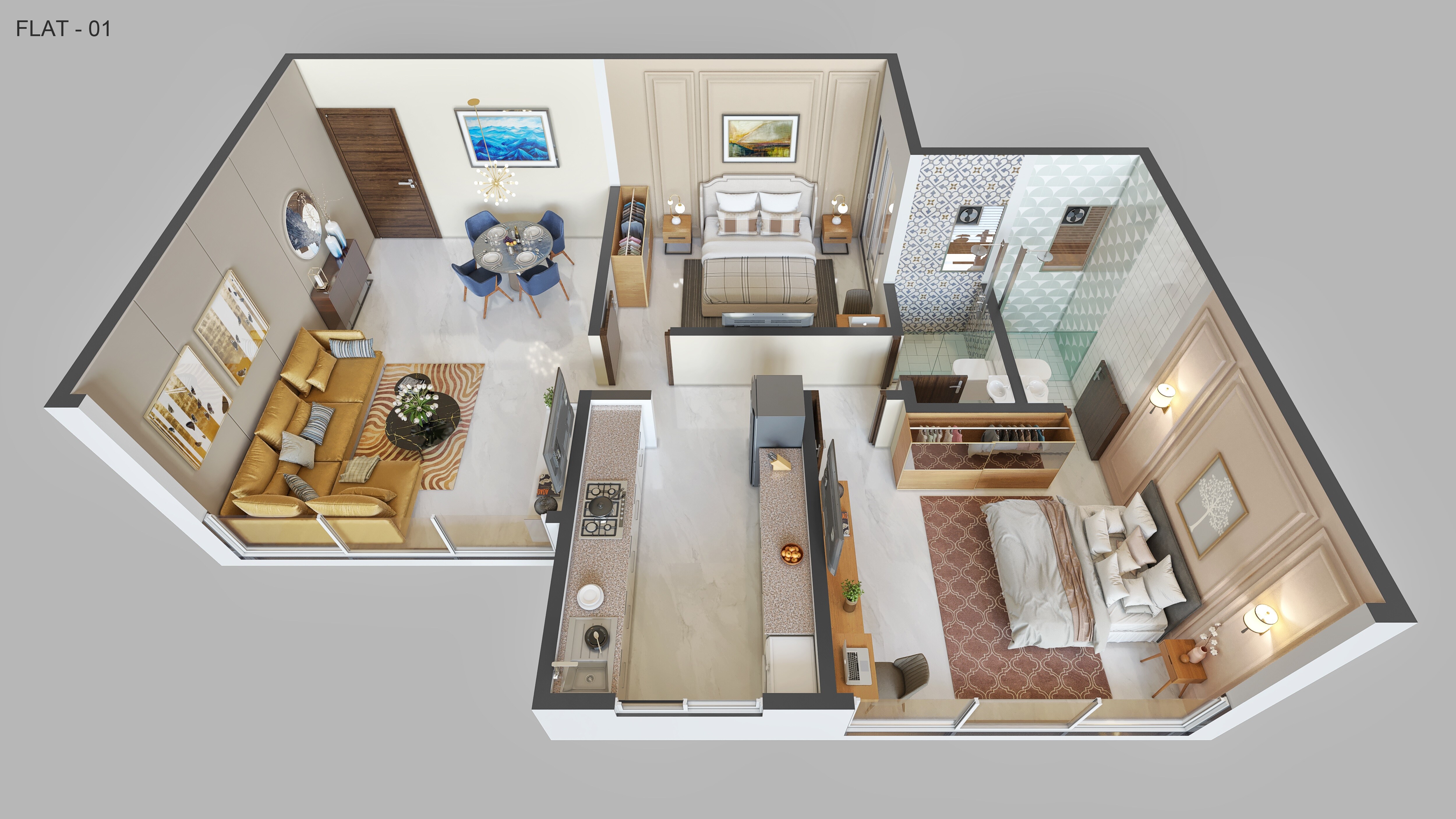 Floor plan of 2 BHK 550 Sq. Ft. Apartment in Natasha Atlantis, Mumbai
