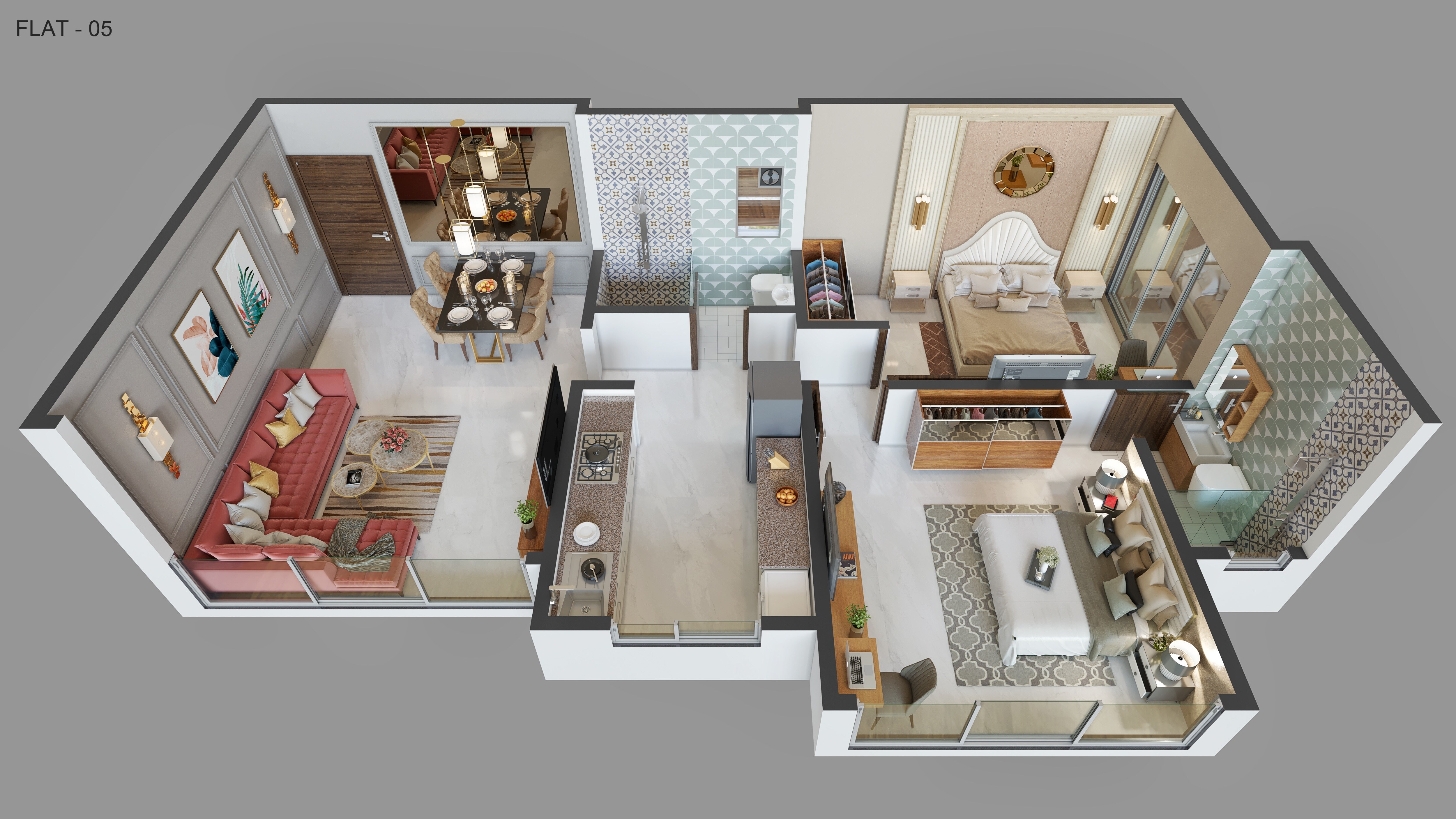 Floor plan of 2 BHK 654 Sq. Ft. Apartment in Natasha Atlantis, Mumbai