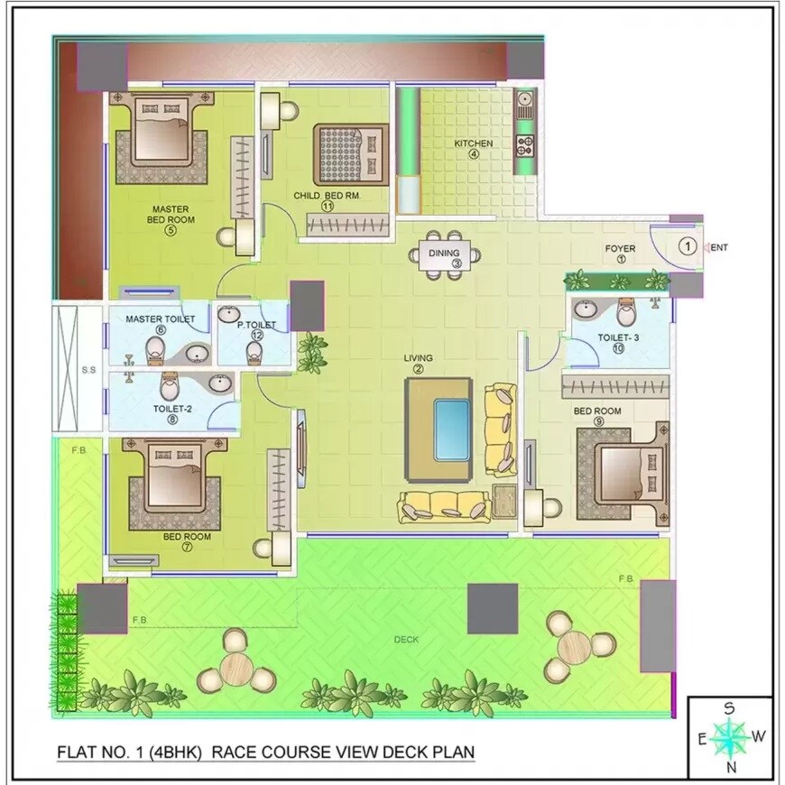 Floor plan of 4 BHK 2252 Sq. Ft. Apartment in Nathani Heights, Mumbai